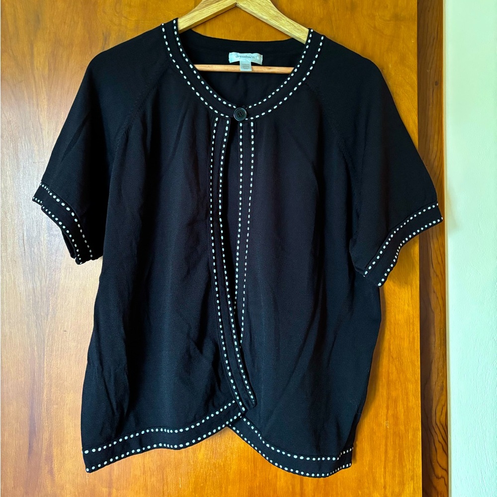 Black Short Sleeve Women's Cardigan, SZ 22/24
